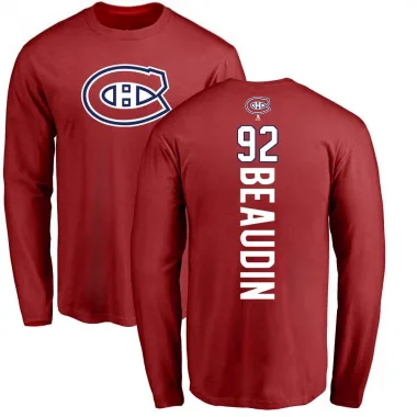 Red Men's Nicolas Beaudin Montreal Canadiens Backer Long Sleeve T-Shirt -