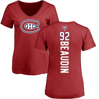 Red Women's Nicolas Beaudin Montreal Canadiens Backer T-Shirt -